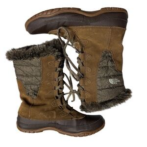 CDG X The North Face Nuptse Purna Mid Boots SZ 10 Brown Fur Waterproof Winter